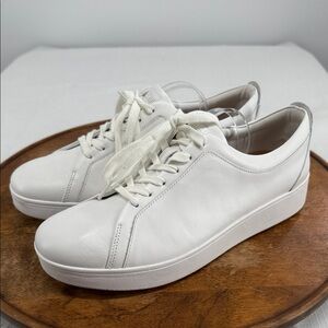 Fitflop Shoes Wm 8.5 White Leather Lace Up Sneakers Casual Comfort